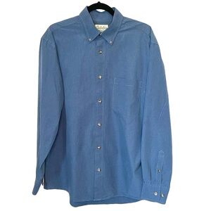 Cabelas Men’s Blue Checkered Plaid Long Sleeve Button Down Shirt Size Large